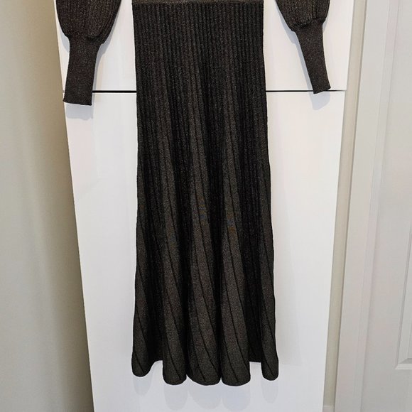 SANDRO Paris Aure Metallic Long Lurex Knit Dress! - Picture 5 of 16